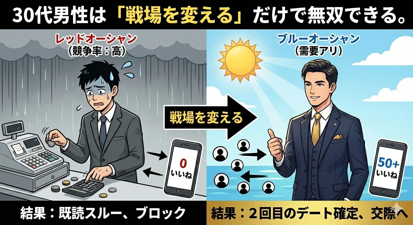 Pairsで「いいね」が来ないのはあなたのせいじゃない。30代男性が「戦場を変える」だけで無双できる論理的理由。