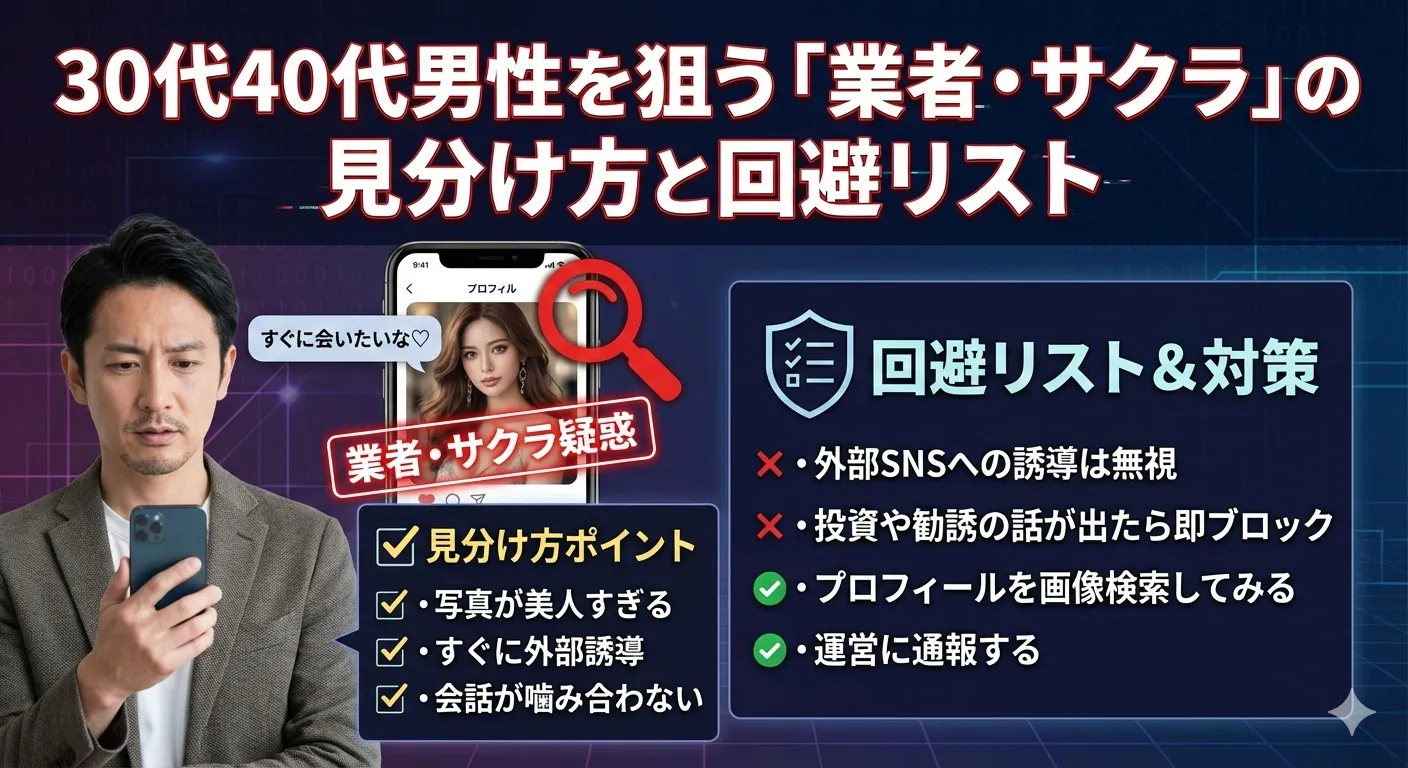 モデル並みの美女から「いいね」が来たら警戒せよ。30代40代男性を狙う「業者・サクラ」の見分け方と回避リスト
