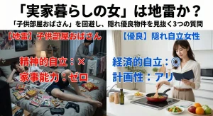 「実家暮らしの女」は地雷か？「子供部屋おばさん」を回避し、隠れ優良物件を見抜く3つの質問